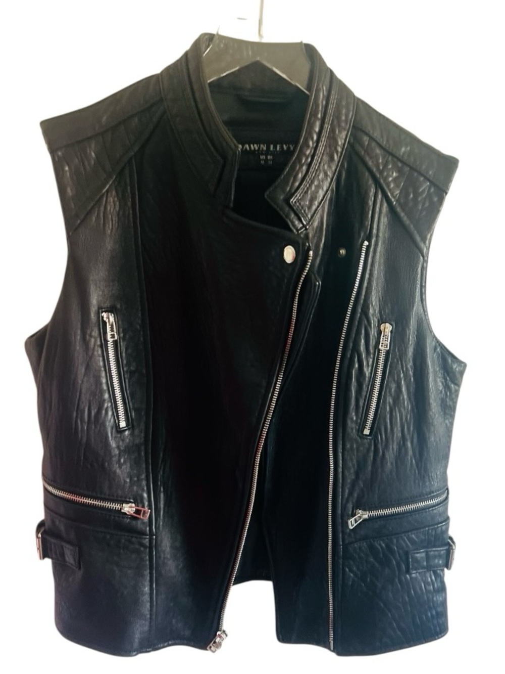Dawn Levy Black Leather Motorcycle Vest